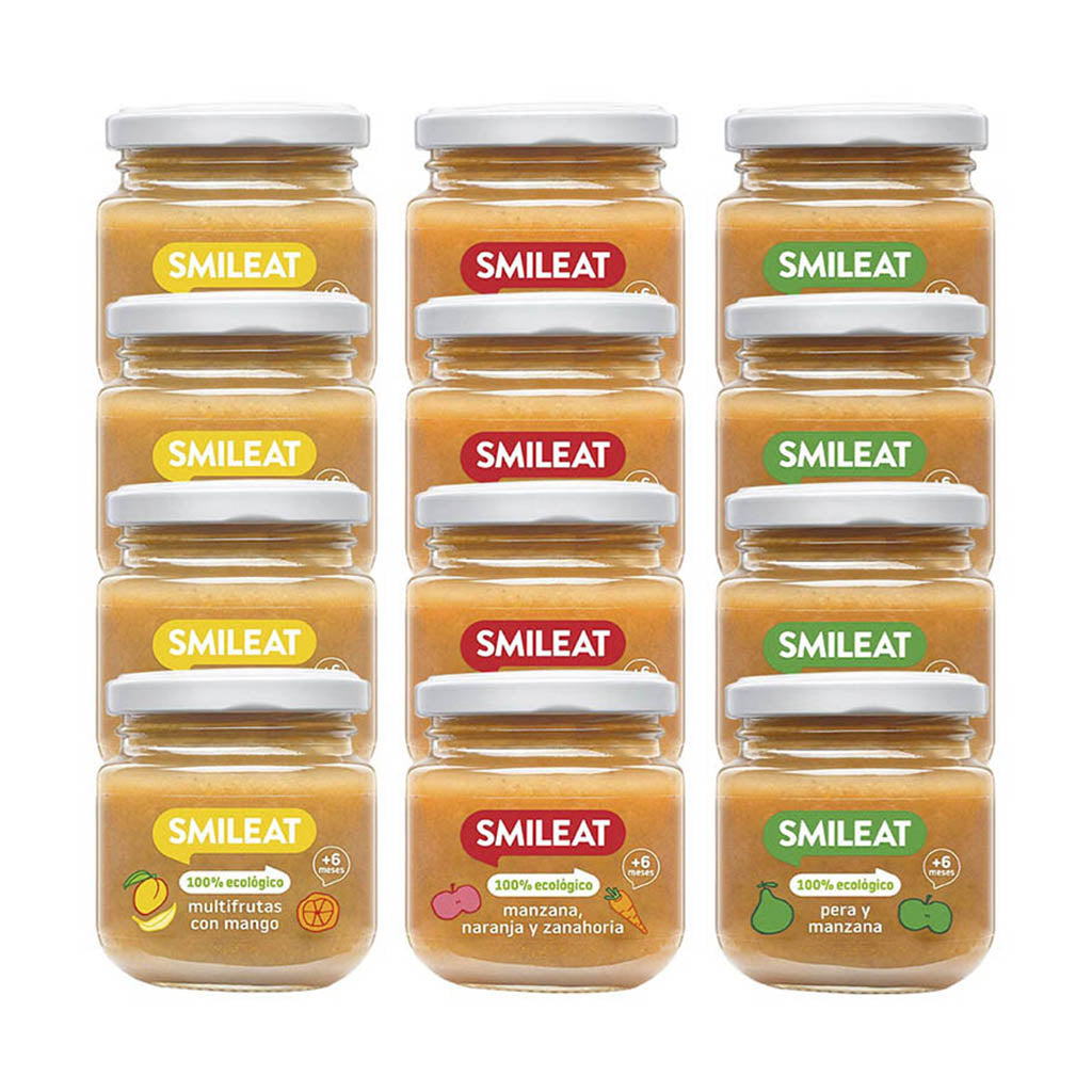 Smileat - Tarritos Ecológicos de Frutas, Ingredientes Naturales, para Bebés  desde 4 Meses, Sano y Saludable, sin Gluten, Sabor Multifrutas con Mango -  Pack de 12 x 130 g = 1560 g : : Alimentación y bebidas