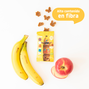 características del snack plátano y manzana
