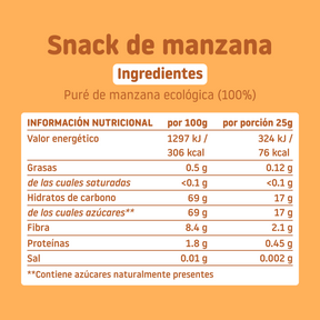 ingredientes del snack de manzana