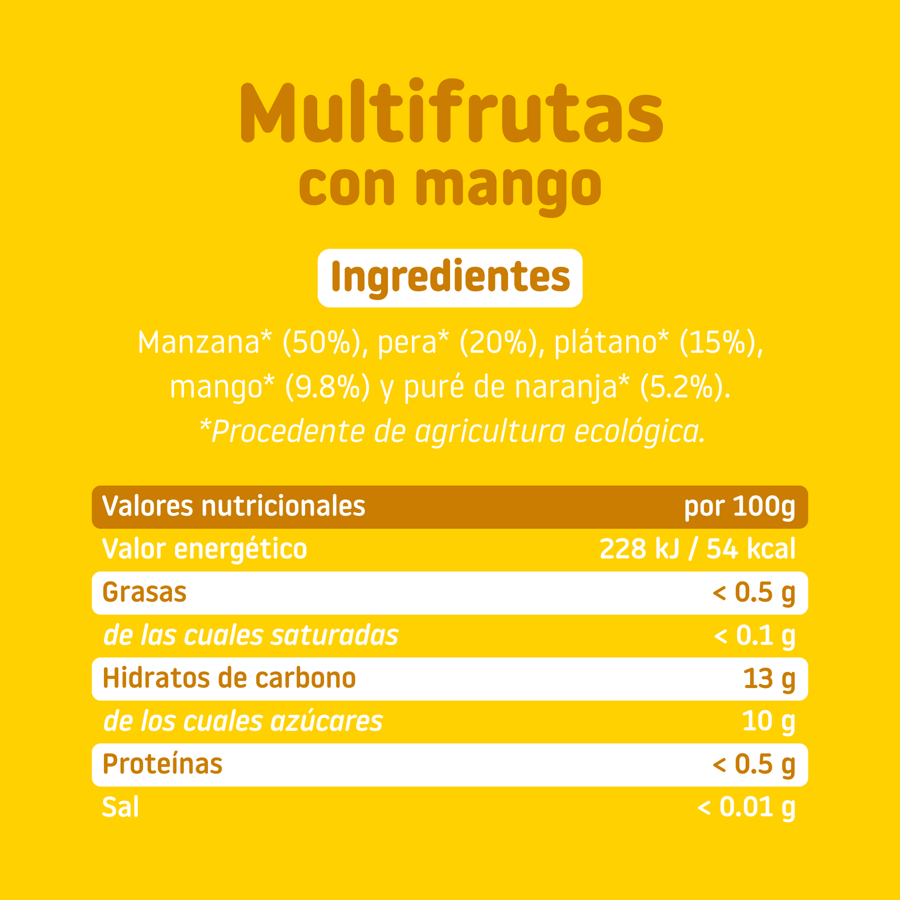 ingredientes del tarrito de multifruta con mango