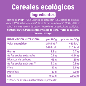 ingredientes cereales TRIBOO con cacao
