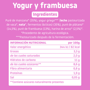 ingredientes pouch yogur y frambuesa